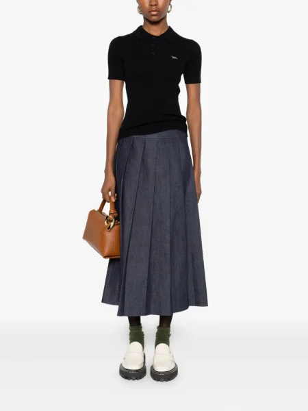 Polo Maison Kitsune tricotate negru