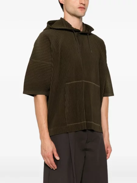 Hoodie Homme Plissé Issey Miyake με κορδόνι πράσινο