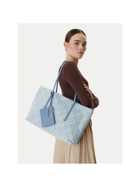 Calvin Klein Дамска чанта Emblem Aop Denim Tote W/ Pouch син