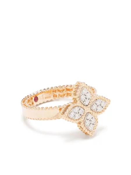 Aur roz diamant inel Roberto Coin cu model floral