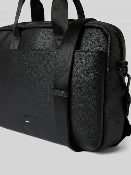 Torba na laptop z naturalnej skóry Bugatti czarna