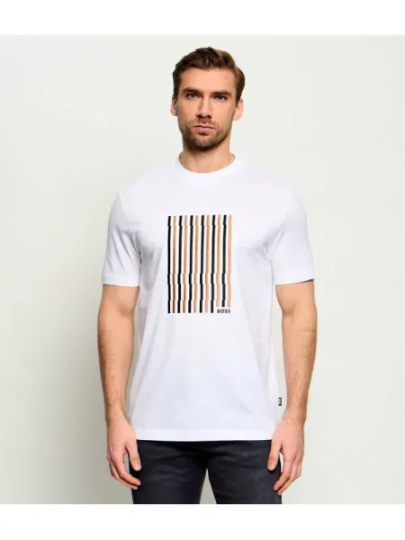 BOSS BLACK Tricou C-Thompson 41 | mercerizat alb