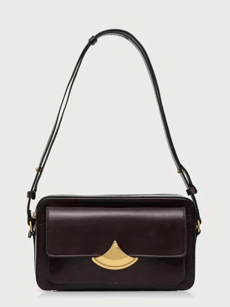 Sessun geantă crossbody pentru femei din piele DIVICAM maro