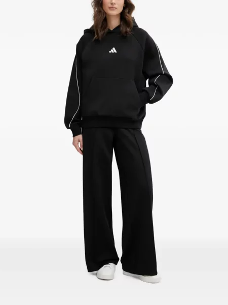 Hanorac cu glugă Adidas cu dungi cu broderie cu cordon negru