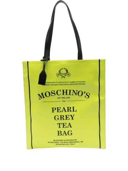 Geantă shopper Moschino cu imagine verde