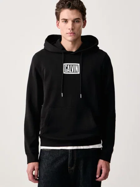 Calvin Klein Jeans hanorac cu glugă bărbătesc din negru
