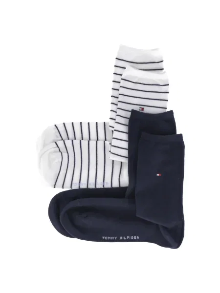 Tommy Hilfiger Underwear Čarape tamno plava / crvena / prljavo bijela