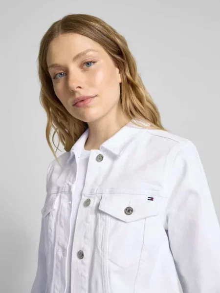 Kurtka dżinsowa o kroju slim fit z mieszanki bawełny Tommy Hilfiger biała