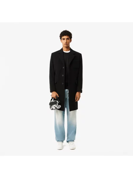 Lacoste Bluza Z Okrągłym Dekoltem Z Nadrukiem Classic Fit czarna