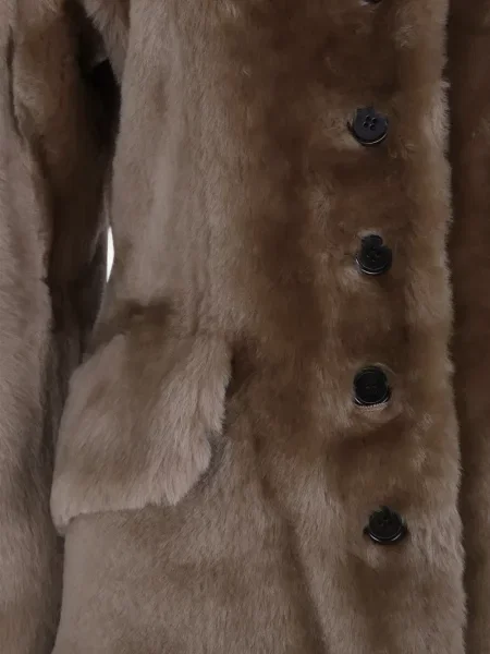 Geacă By Malene Birger din piele de oaie maro