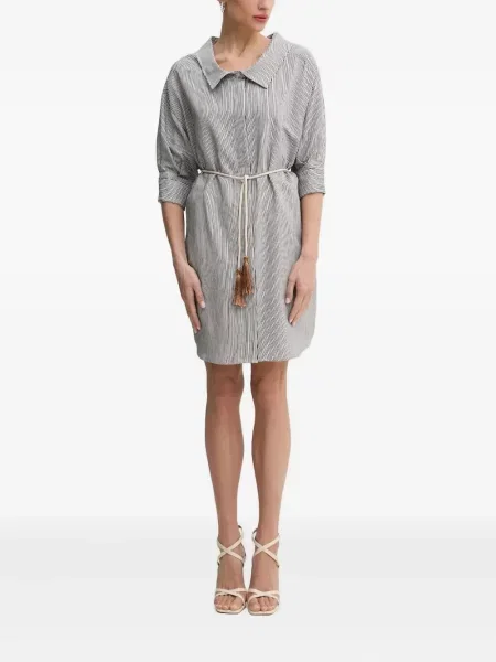 Mała sukienka koszulowa Liu Jo w paski garniturowa czarna