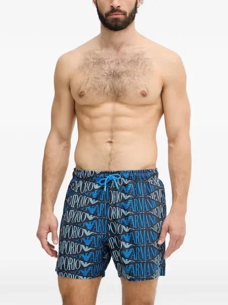 Slip de baie Emporio Armani cu autograf albastru