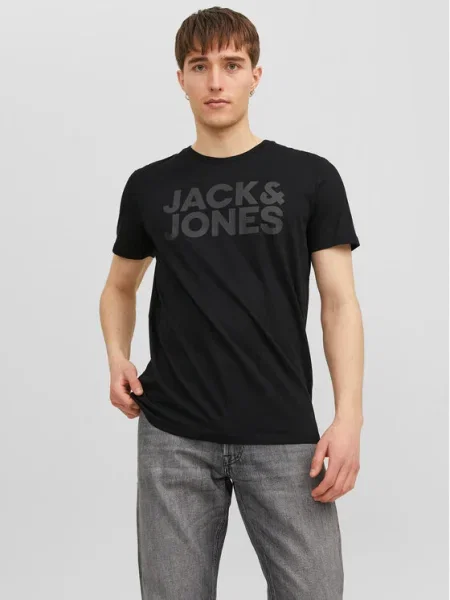 JACK & JONES Tricou gri închis negru