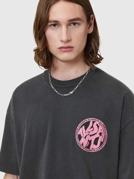 Футболка AllSaints DISTORTION з принтом сірий