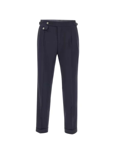 Pantaloni Barba de lână cu cataramă plisate albastru