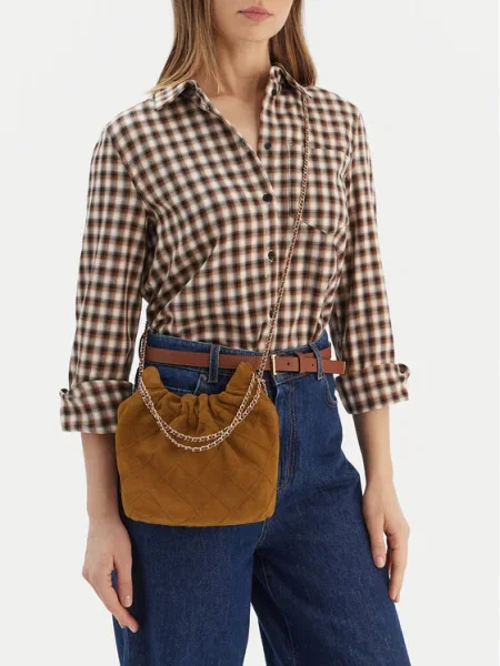 Tory Burch Geantă Fleming Suede Mini Hobo Bag maro