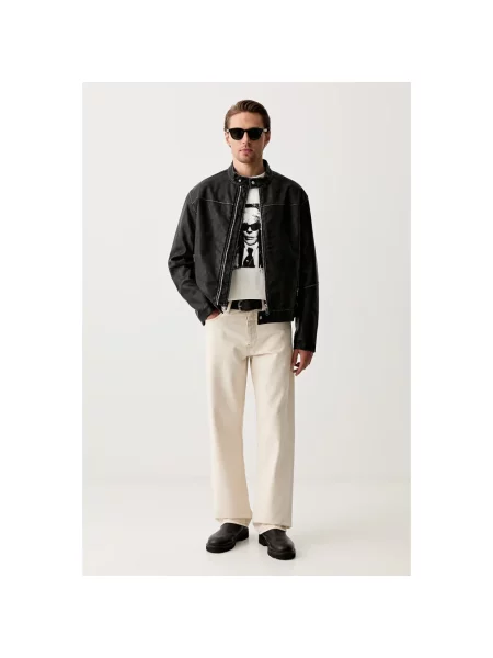 Kurtka skórzana Karl Lagerfeld czarna