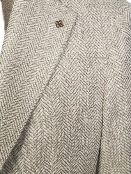 Geacă Tagliatore cu model herringbone cu un singur rând de nasturi gri