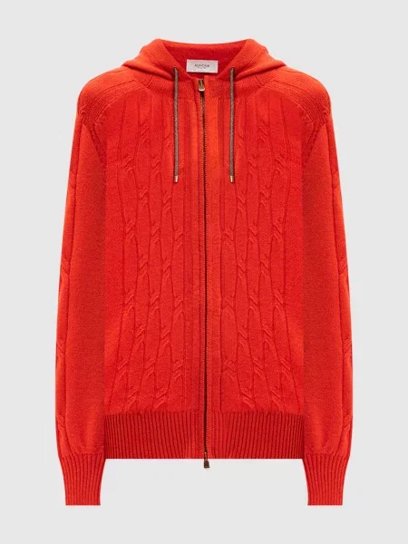 Спортивна куртка з кашеміру з металевим логотипом Agnona червона