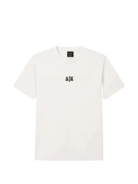 Tricou Armani Exchange cu imagine cu decolteu rotund alb