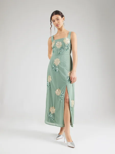 Maya Deluxe Rochie de vară verde pastel alb