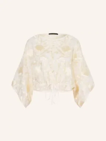 Greek Archaic Kori Krótka Bluzka Blossom weiss biała