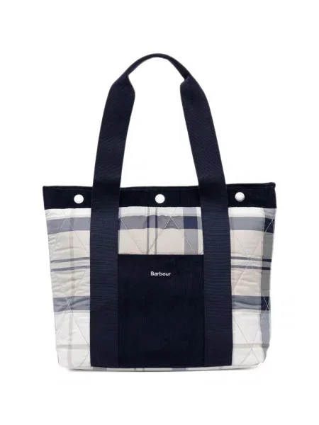 Matlasat geantă shopper Barbour în carouri cu imagine albastru