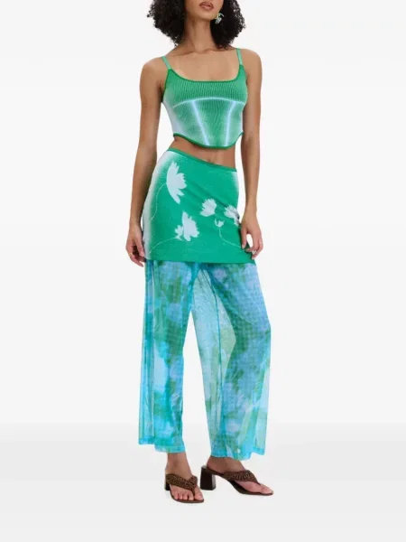Pantaloni Ph5 cu model floral cu imagine verde