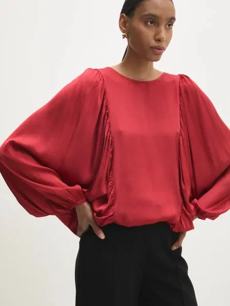 Блуза Answear Lab с изчистен дизайн червено