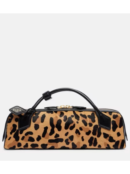 Geantă plic Alaïa cu imagine cu model leopard maro