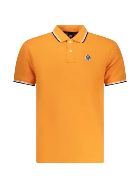 Tricou polo North Sails cu dungi cu autograf portocaliu