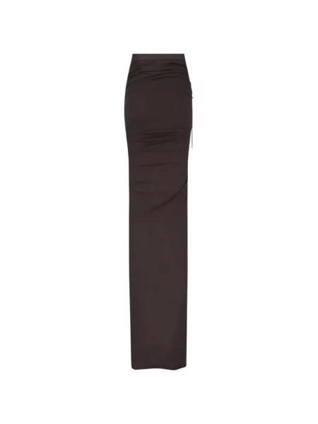 Fusta maxi Rick Owens cu volane cu cordon maro