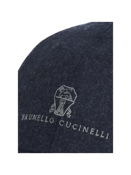 Czapka z daszkiem Brunello Cucinelli wełniana z logo niebieska
