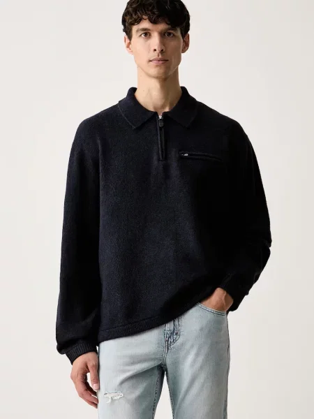 Levi's pulover pentru bărbați cu amestec de lână BOULDER COLLARED HALF ZIP