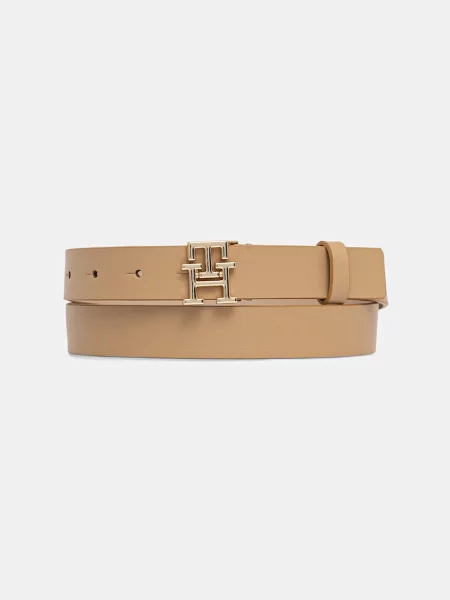 Tommy Hilfiger pasek skórzany beżowy