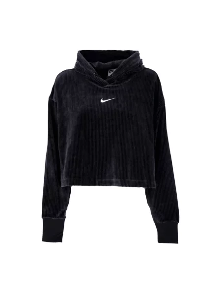 Aksamitna bluza z kapturem Nike o krotszym kroju czarna