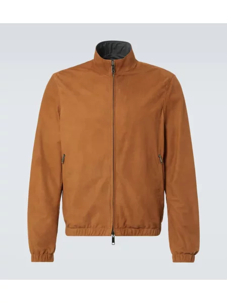 Usnjena jakna Zegna rjava