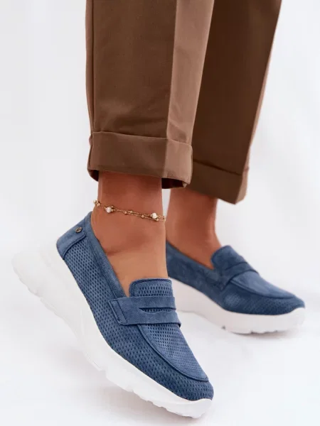 Mokasini Vinceza iz semiša modra