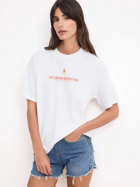 Trendyol Tricou galben deschis / portocaliu alb