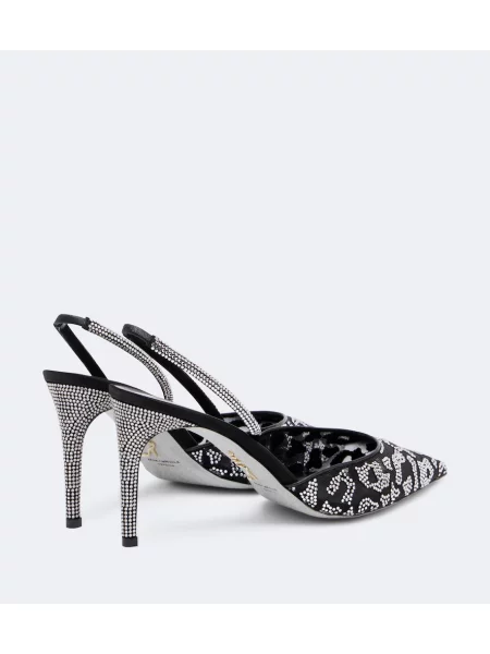 Pantofi cu toc Rene Caovilla plasă slingback negru