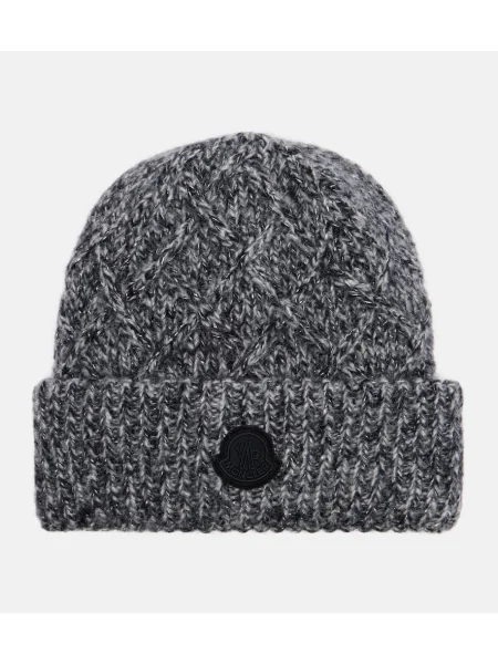 Kapa Moncler s vezom od alpake siva