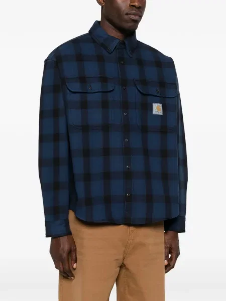 Kostkovaná košile Carhartt Wip modrá