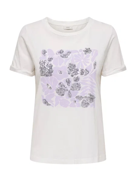 JDY Tricou JDYKITTY gri argintiu / roz pastel alb