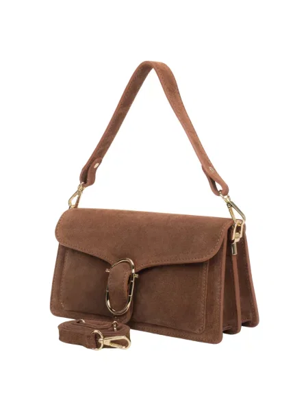 Torebka Estro skórzana brązowa