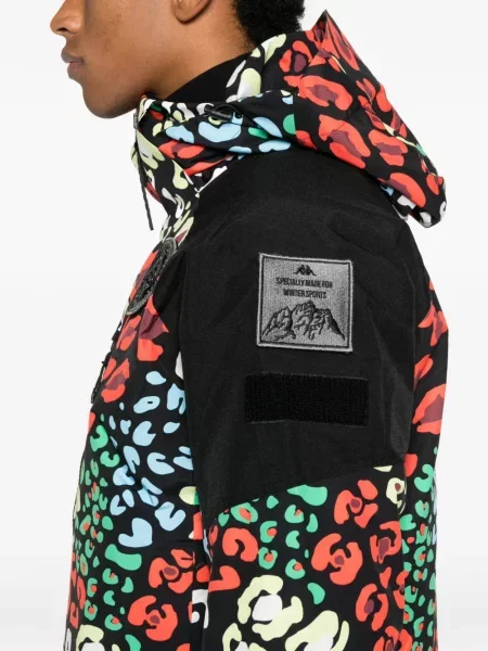 Ски яке Kappa с качулка с принт с леопардов принт черно