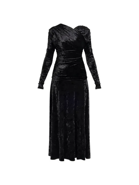 Rochie maxi Ganni drapată lungă de costum negru