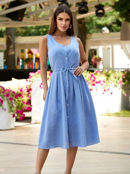 Лляний Сарафан LadyLike блакитний
