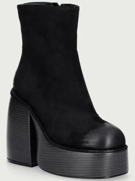 Buffalo kotníkové boty na sloupku Heart Bootie Stack černé