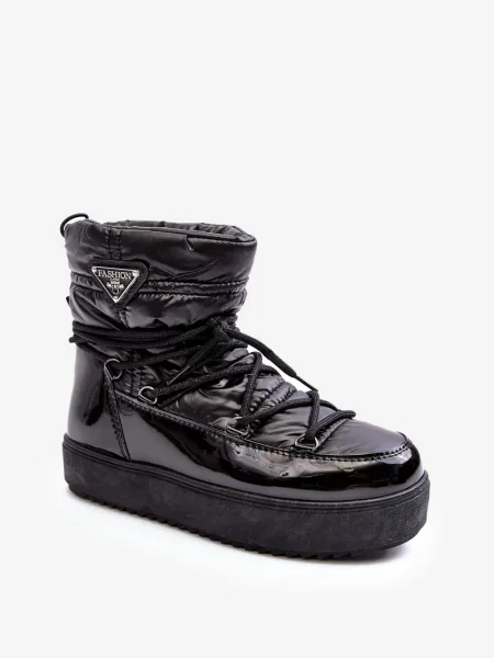 Kozačky Boto s mašlí na platformě černé