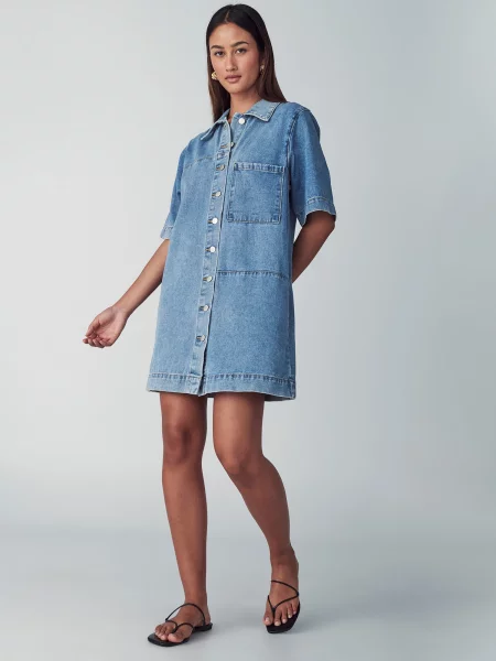 St MRLO Košeľové šaty DENIM SHIRT DRESS' modrá